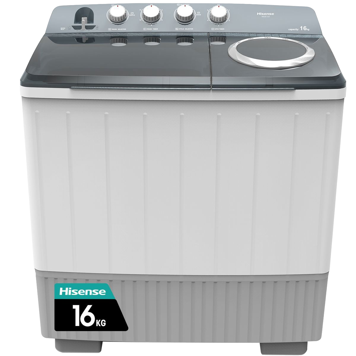 Hisense 16kg Twin Tub Washing Machine, White WSDE163 - Zambia
