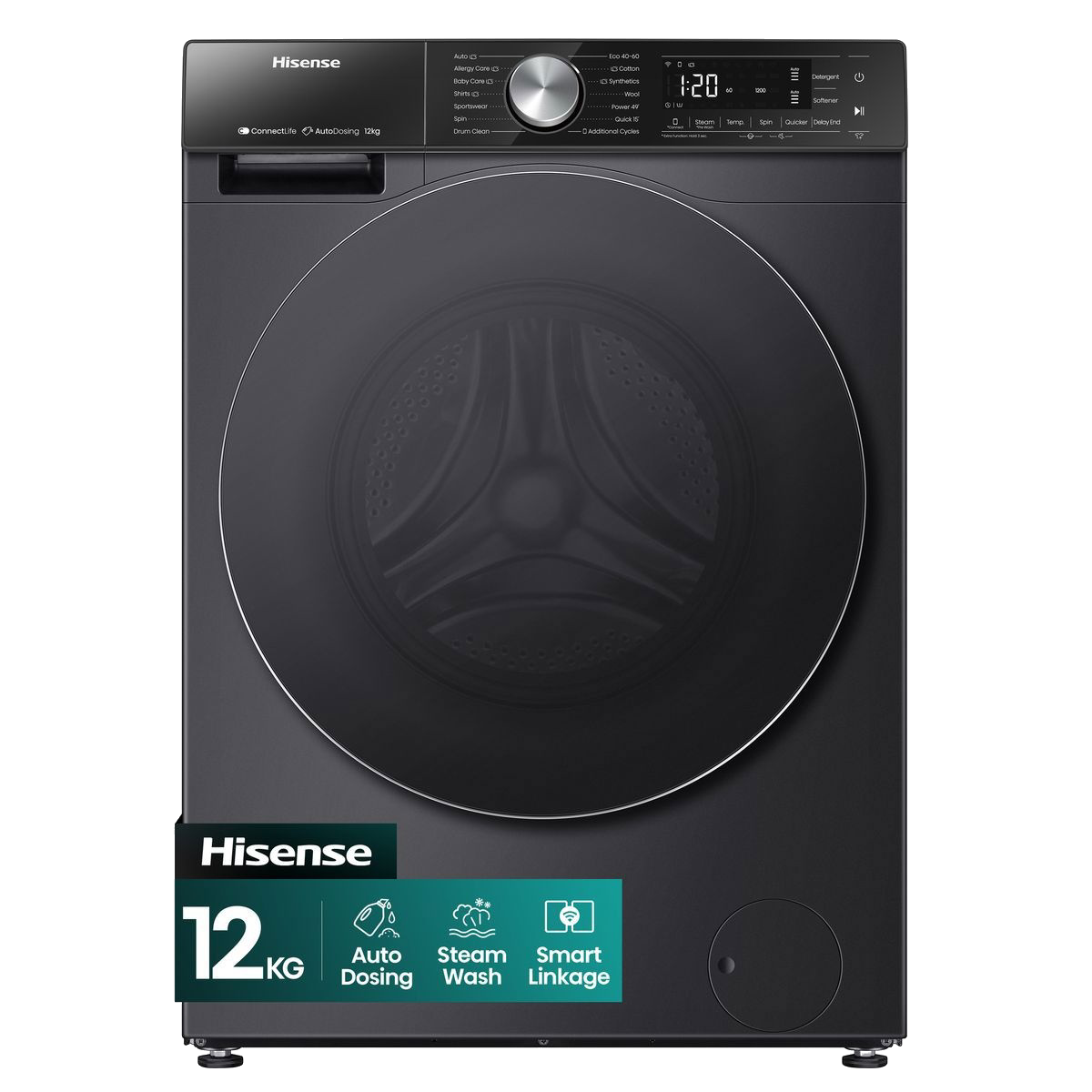 Hisense 12Kg Smart Front Load Washing Machine WF5S1245BB - Zambia