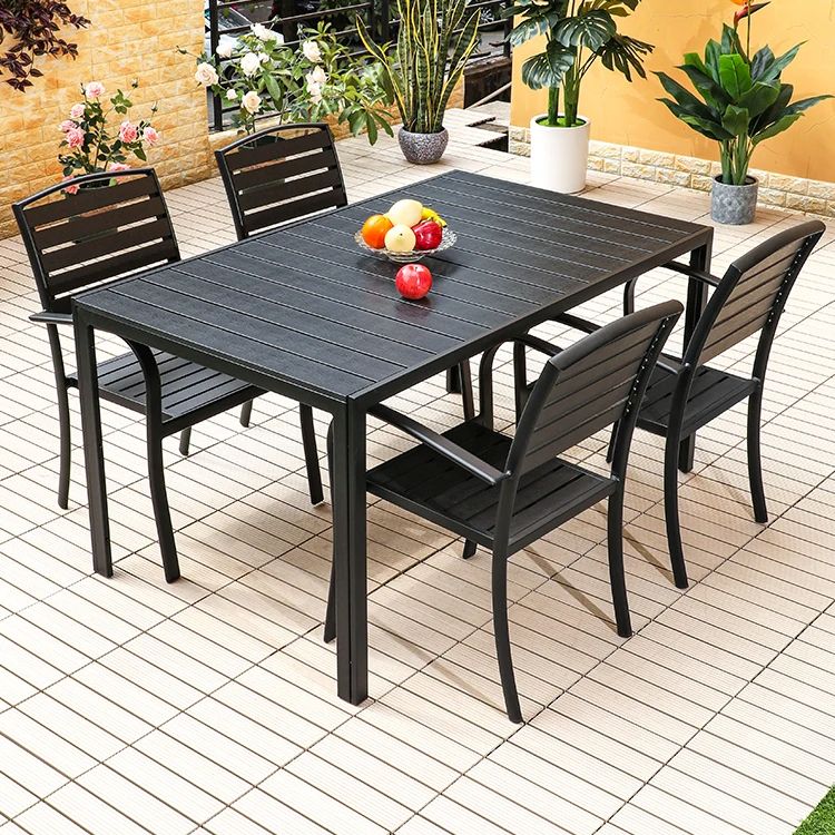 All Weather Outdoor Patio Furniture Set 5 Piece Outdoor Dining Set - Black