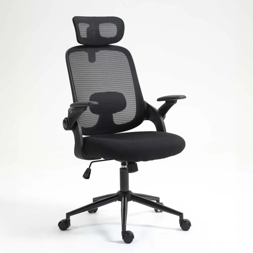ERGONOMIC OFFICE CHAIR AH612 WITH HEADREST - Black