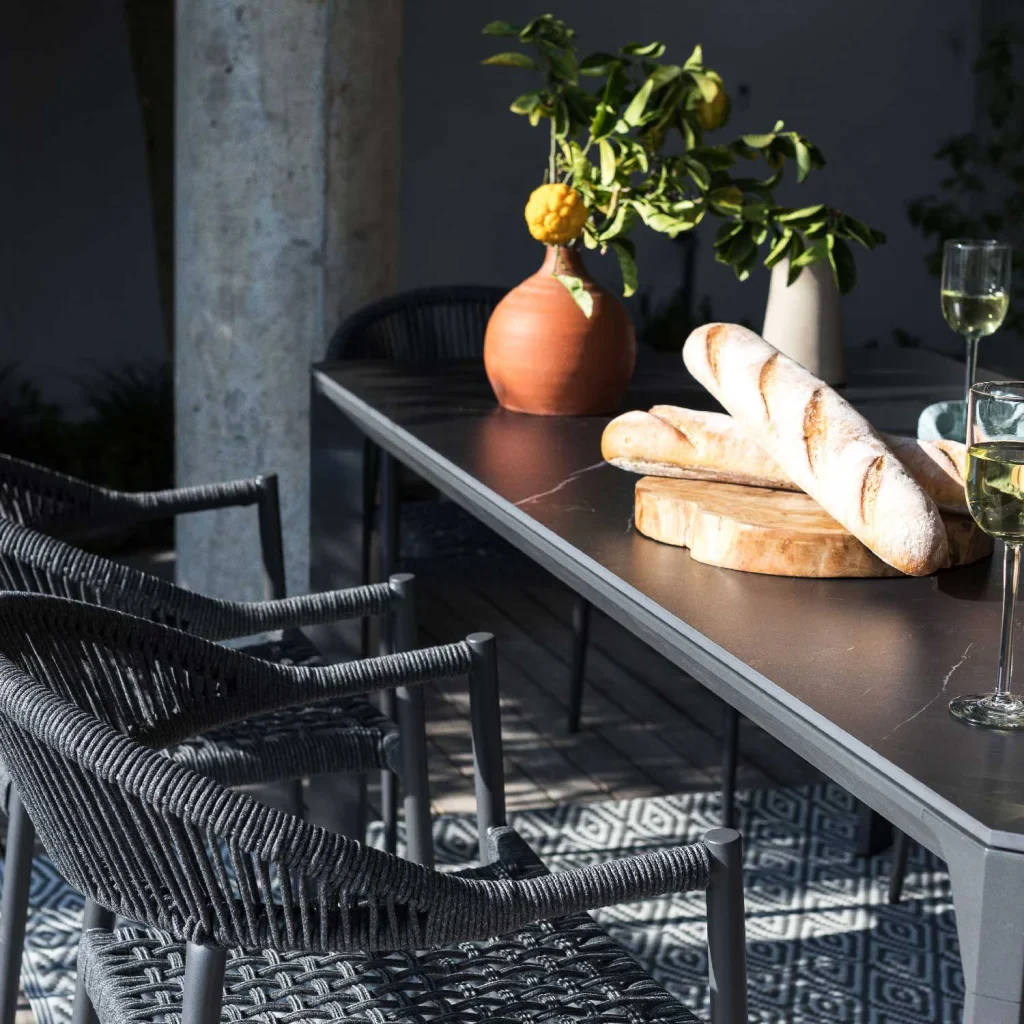BORNEO STONE TOP 6-8 SEATER OUTDOOR TABLE 180 x 90 CM