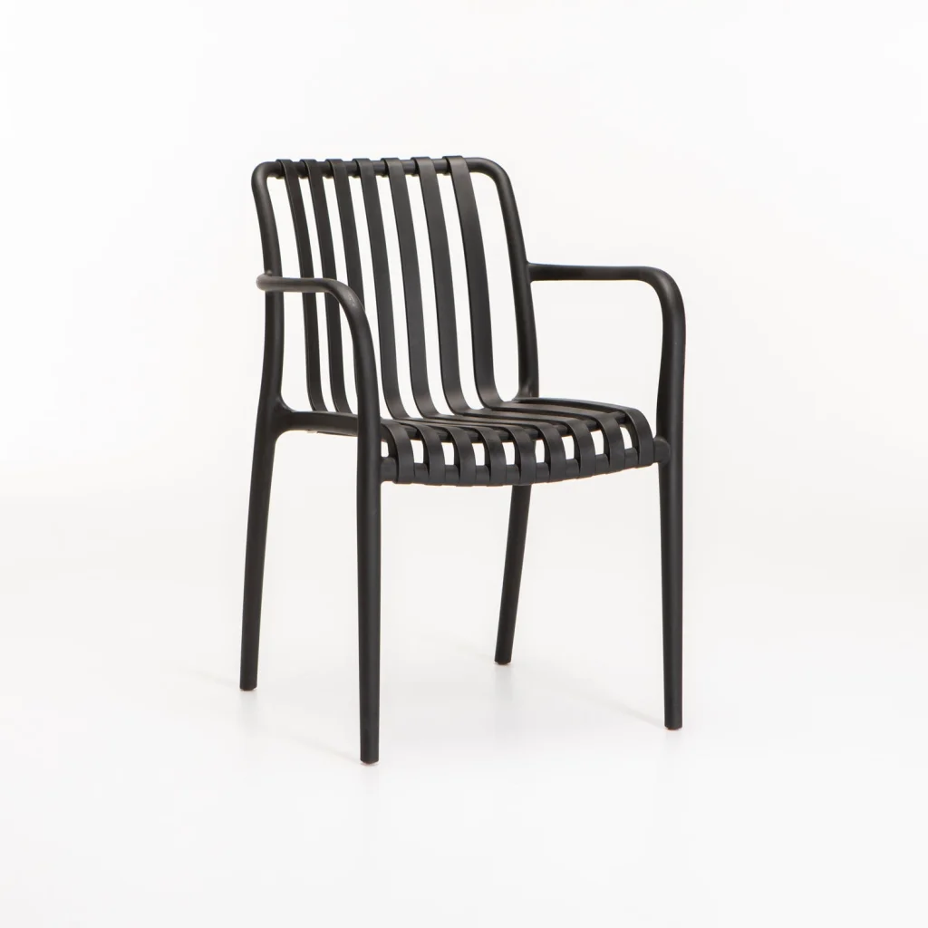 MAJORCA INDOOR/OUTDOOR CHAIR WITH ARMS - BLACK