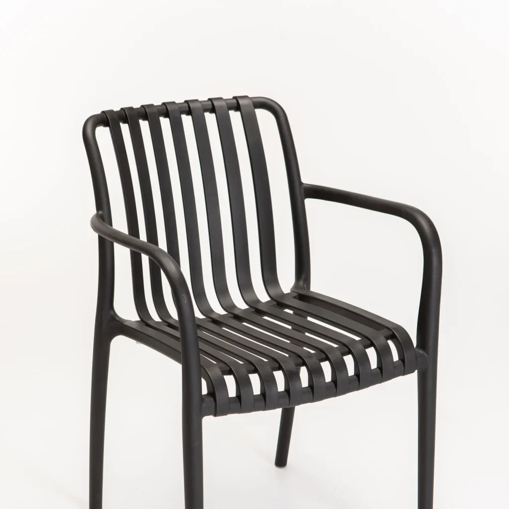 MAJORCA INDOOR/OUTDOOR CHAIR WITH ARMS - BLACK