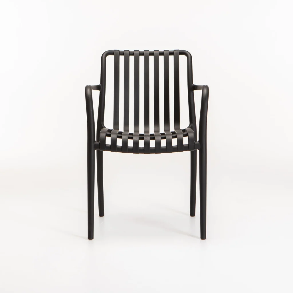 MAJORCA INDOOR/OUTDOOR CHAIR WITH ARMS - BLACK