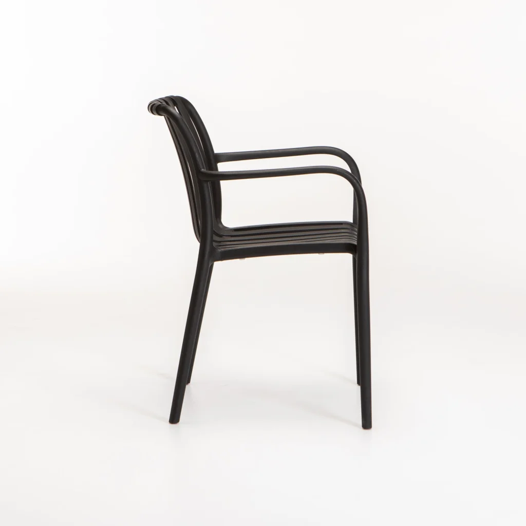 MAJORCA INDOOR/OUTDOOR CHAIR WITH ARMS - BLACK
