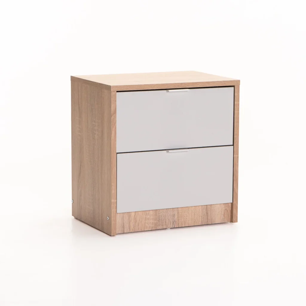 KAPPY 2 DRAWER PEDESTAL - LIGHT OAK/GREY