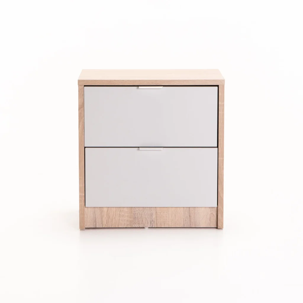 KAPPY 2 DRAWER PEDESTAL - LIGHT OAK/GREY
