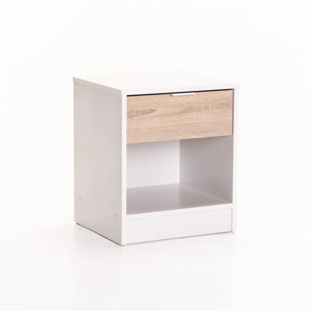 THETA 1 DRAWER PEDESTAL - WHITE/ LIGHT OAK