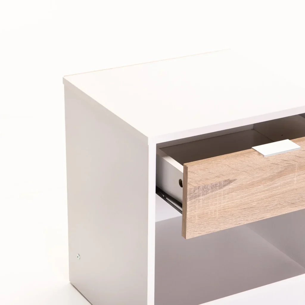 THETA 1 DRAWER PEDESTAL - WHITE/ LIGHT OAK