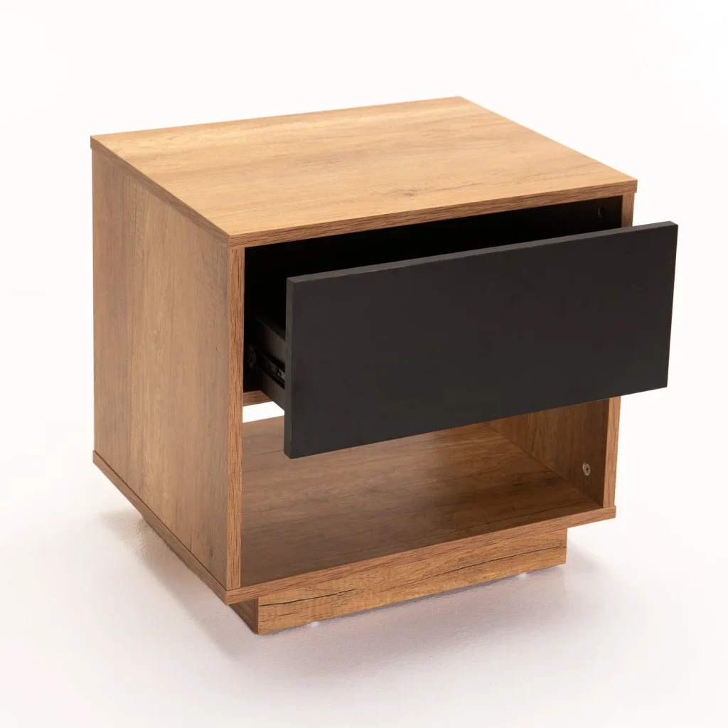 CENTO 1 DRAWER PEDESTAL - WILD OAK/ BLACK