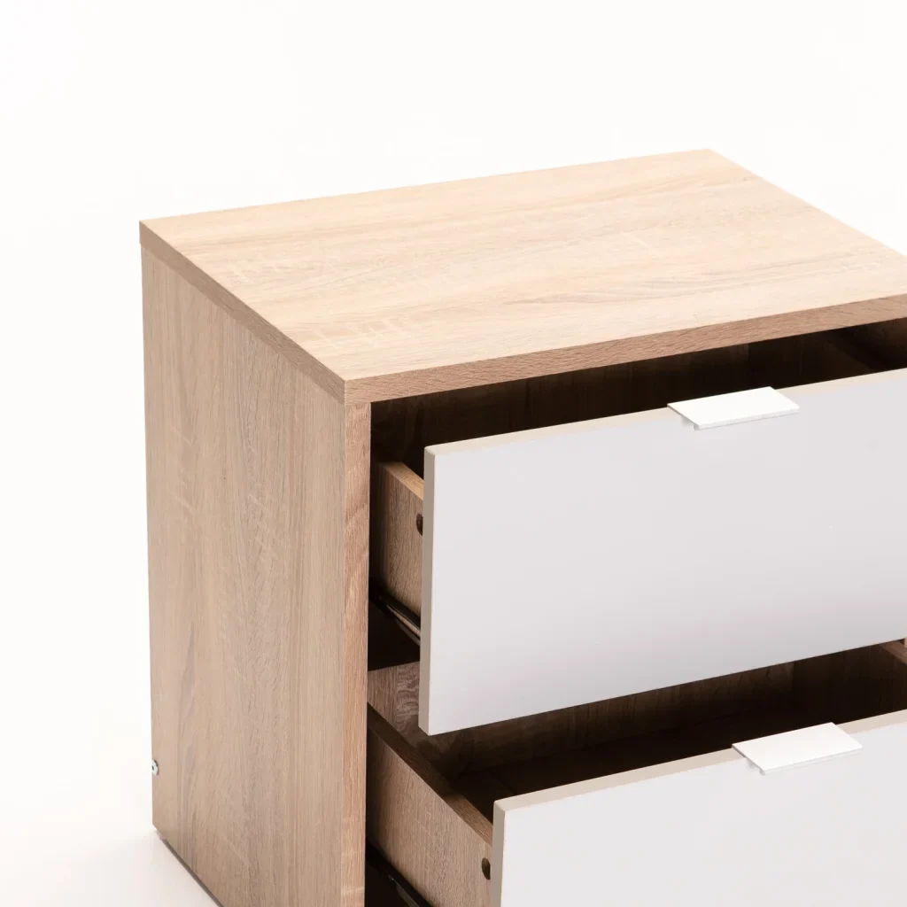 KAPPY 2 DRAWER PEDESTAL - LIGHT OAK/GREY