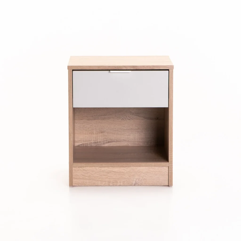 THETA 1 DRAWER PEDESTAL - LIGHT OAK/ GREY