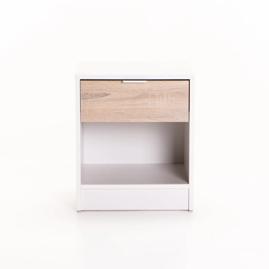 THETA 1 DRAWER PEDESTAL - WHITE/ LIGHT OAK