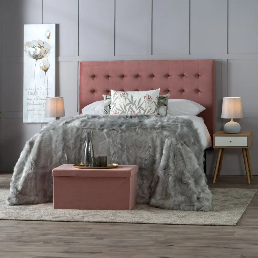COCO VELVET TOUCH HEADBOARD (QUEEN) - BLUSH