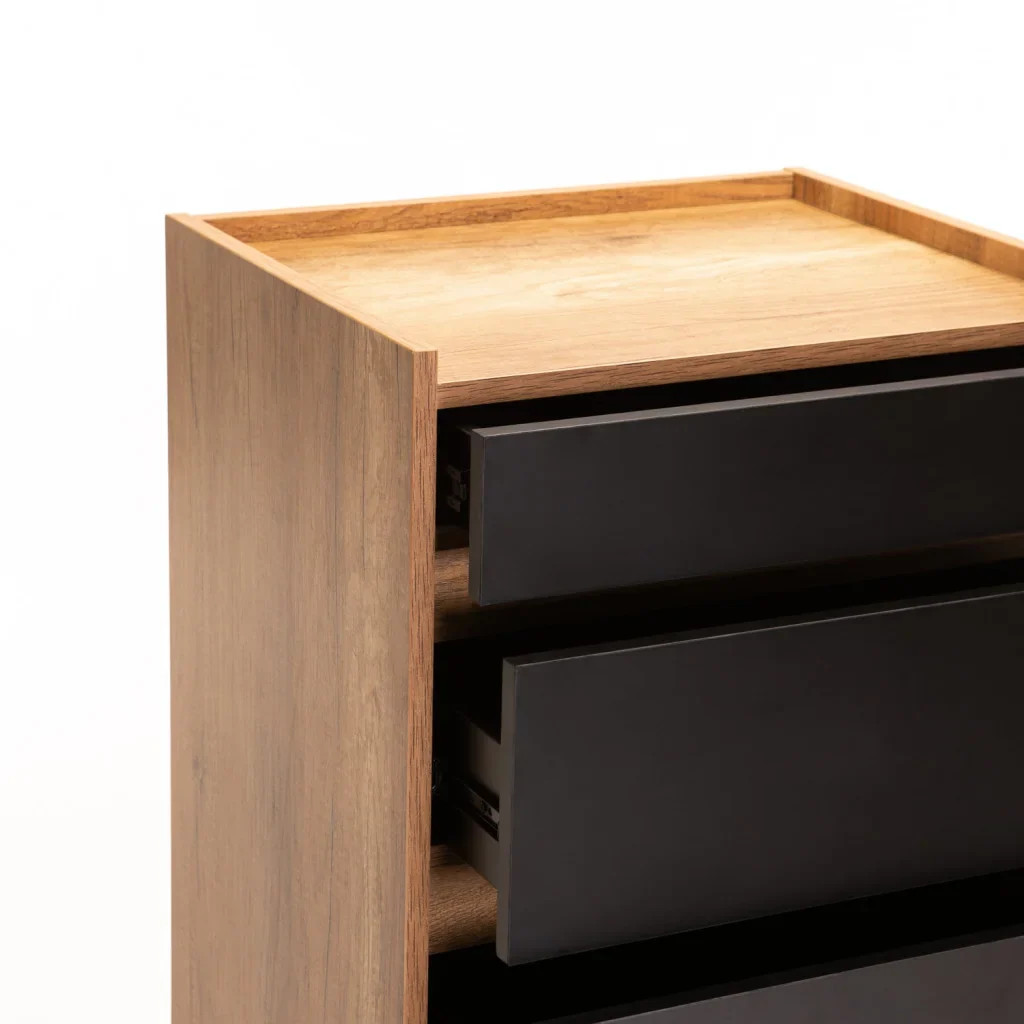 CENTO 5 DRAWER CHEST - WILD OAK/ BLACK
