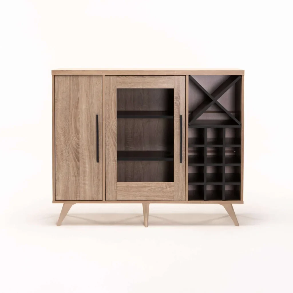 ACE BAR UNIT SIDEBOARD - LIGHT OAK / GREY