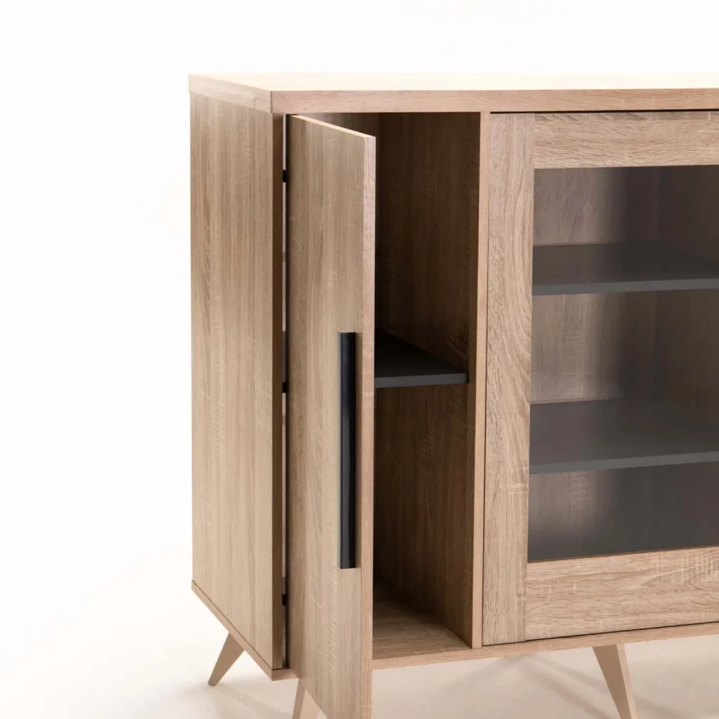 ACE BAR UNIT SIDEBOARD - LIGHT OAK / GREY
