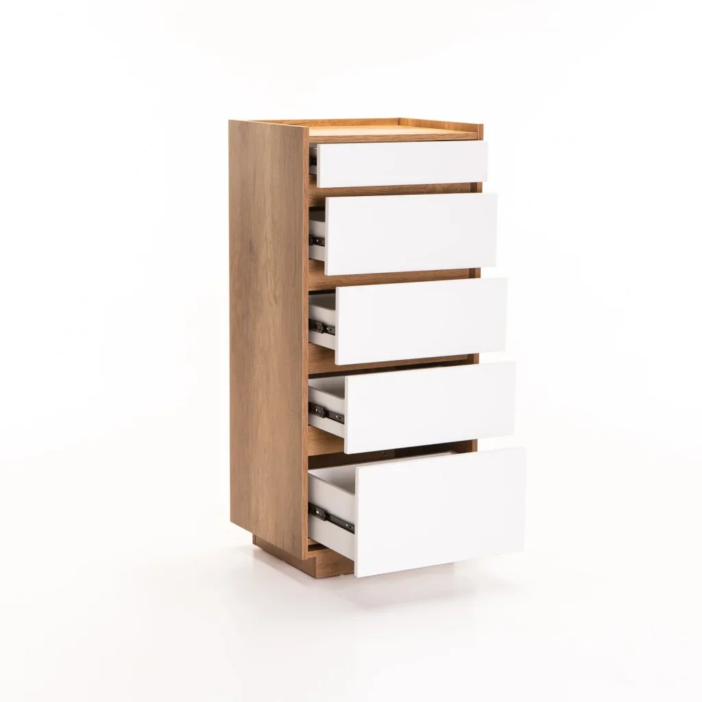 CENTO 5 DRAWER CHEST - WILD OAK/ WHITE