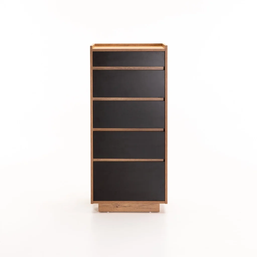 CENTO 5 DRAWER CHEST - WILD OAK/ BLACK