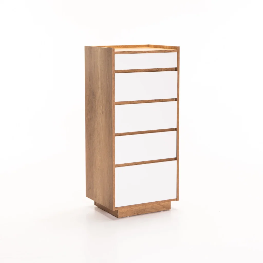 CENTO 5 DRAWER CHEST - WILD OAK/ WHITE