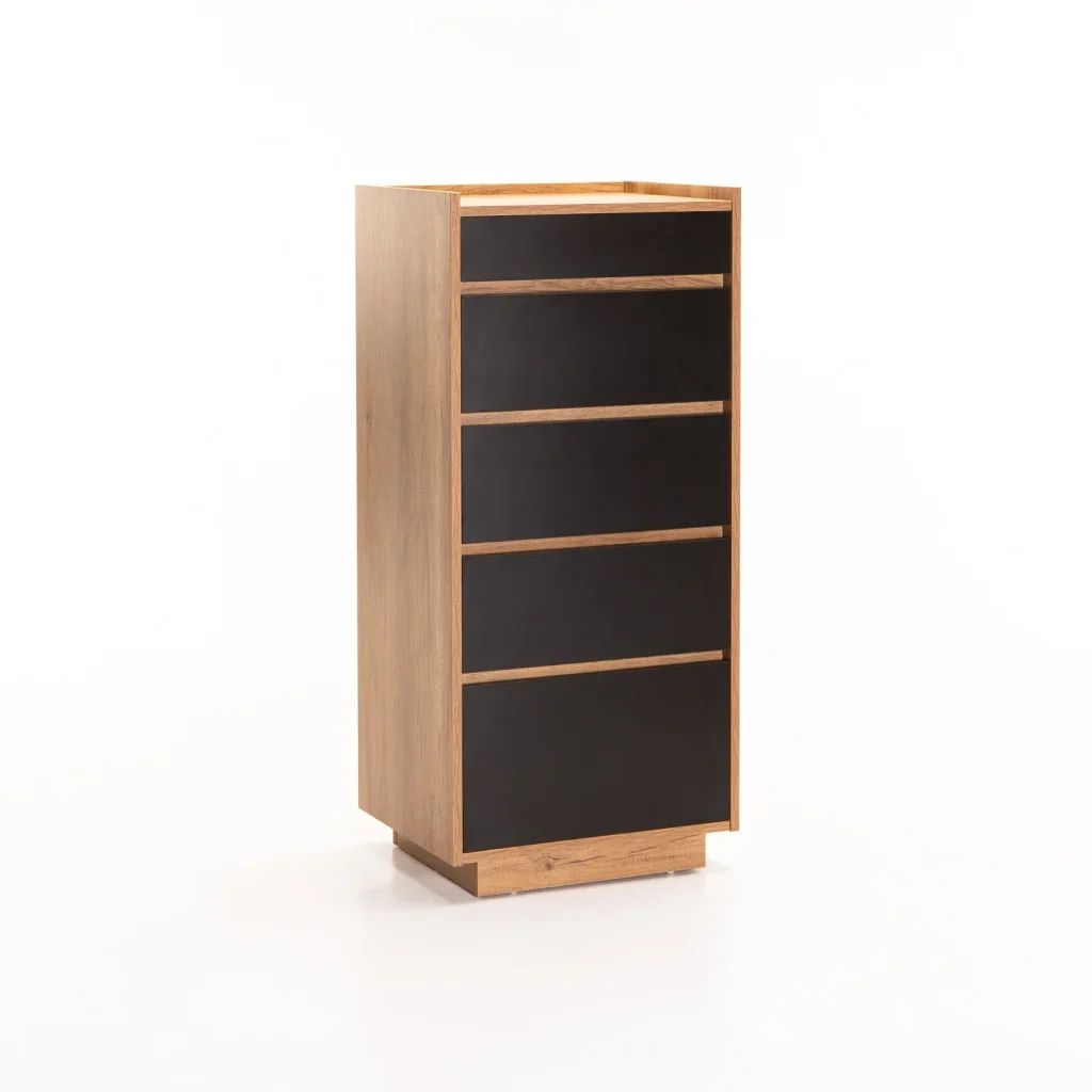 CENTO 5 DRAWER CHEST - WILD OAK/ BLACK