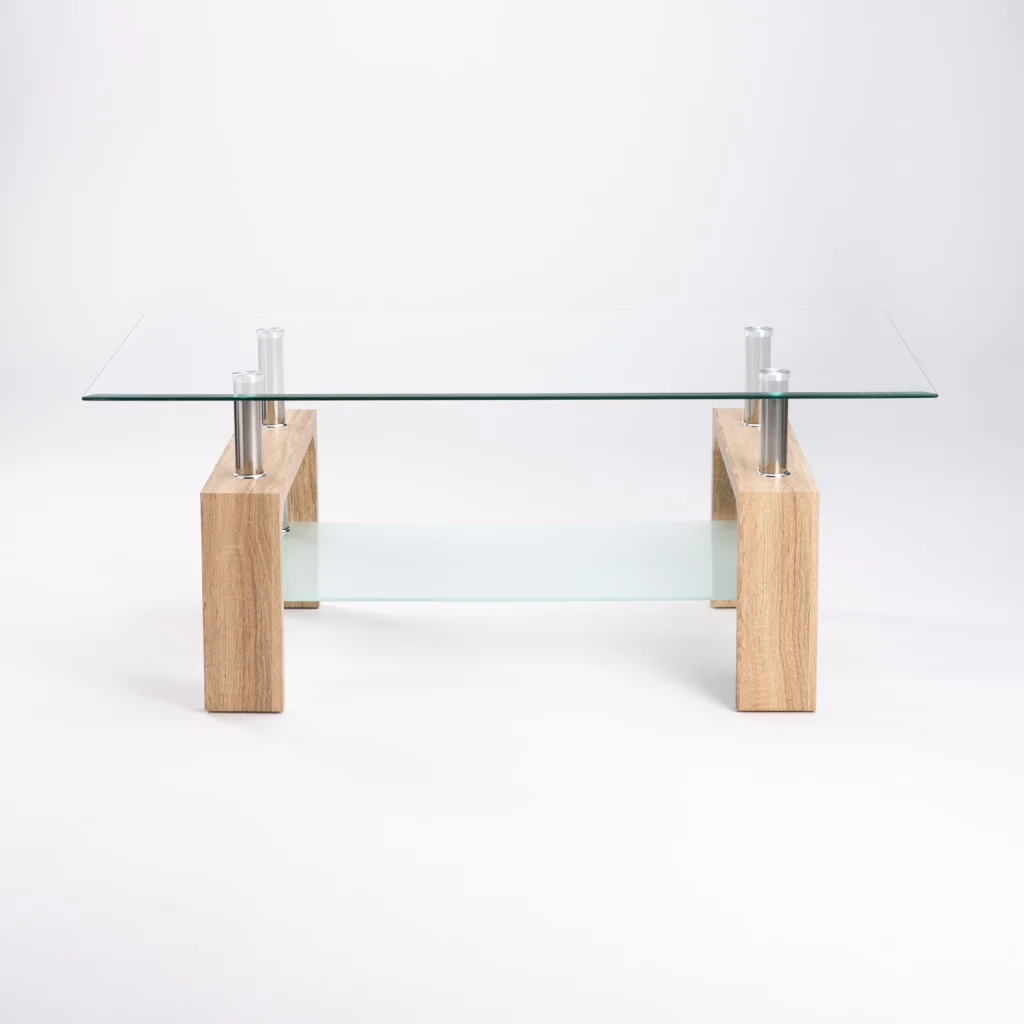 LALA 110x60cm GLASS COFFEE TABLE - OAK