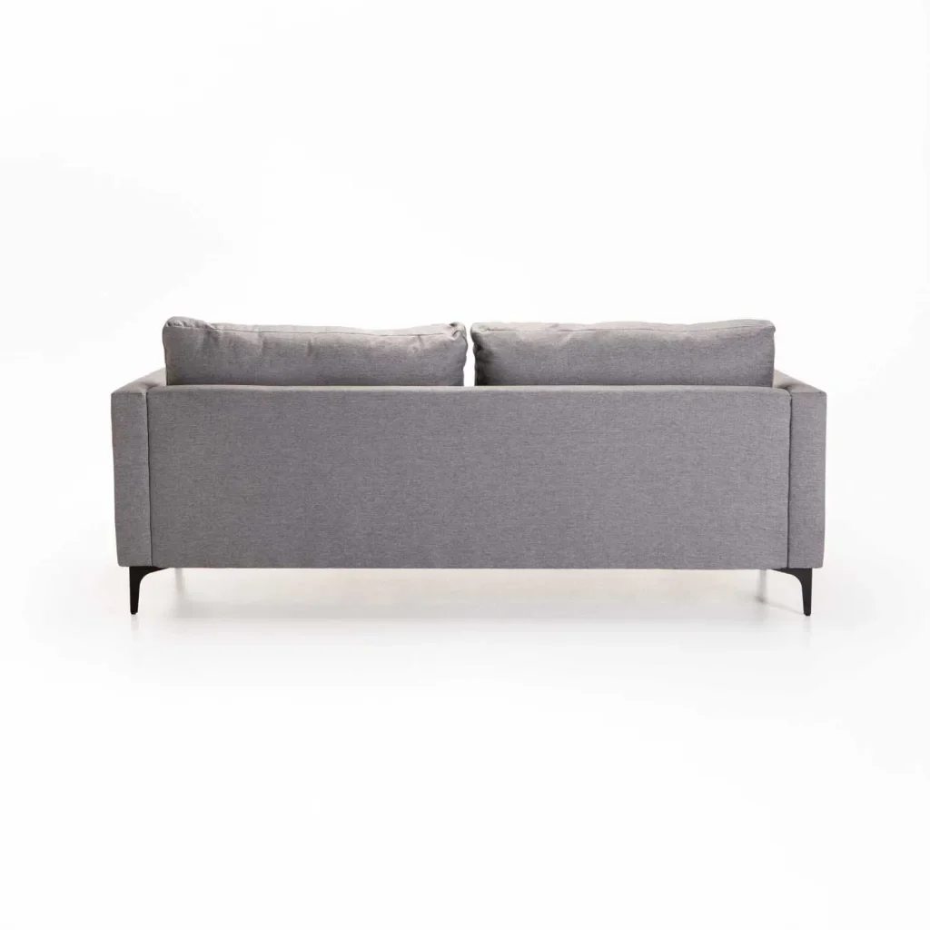 SANTINO FABRIC 3 SEATER COUCH BLACK LEG - LIGHT GREY