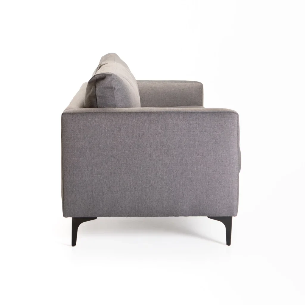 SANTINO FABRIC 3 SEATER COUCH BLACK LEG - DARK GREY