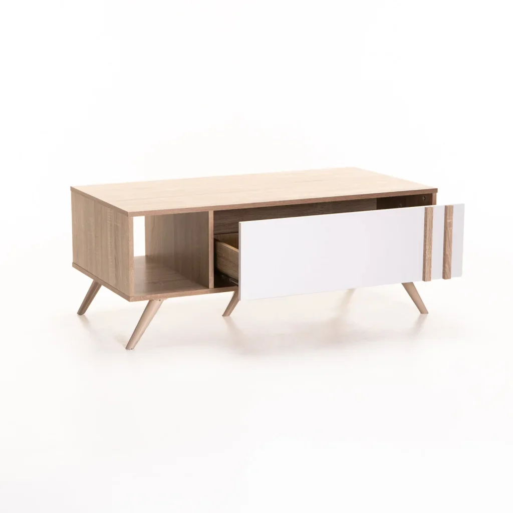 EVE 105x55cm COFFEE TABLE - White/Light Oak