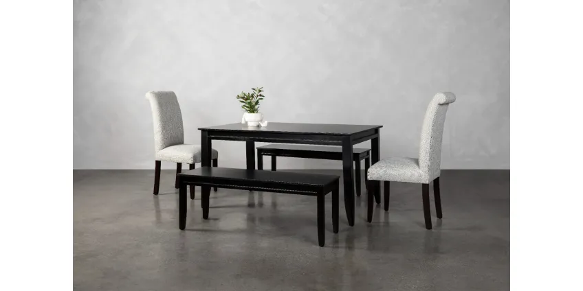 Highland Dining Table + 2 Knight Dining Chairs + 2 Highland Benches