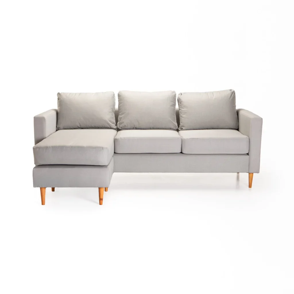 SANTINO FABRIC CORNER CHAISE - PLATINUM/NATURAL LEG