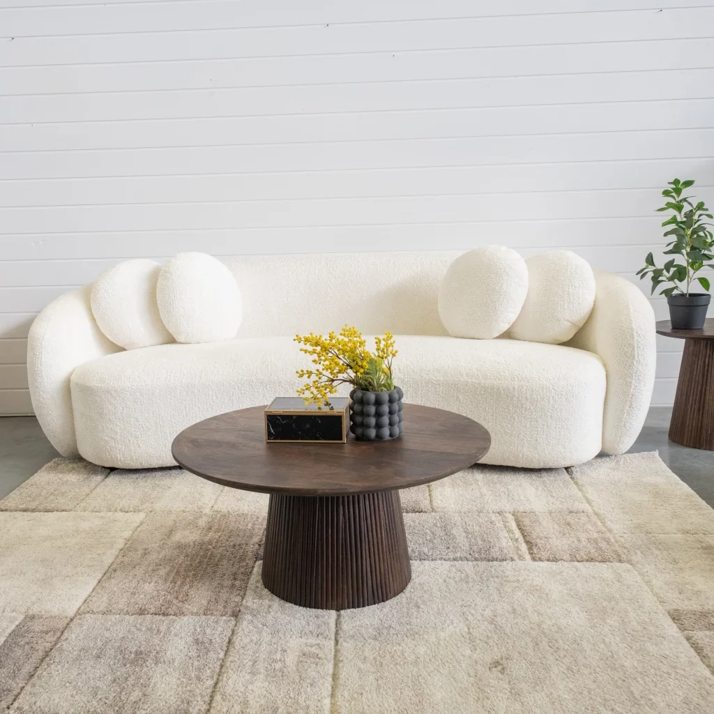 GOA 80cm ROUND SOLID WOOD COFFEE TABLE - DARK BROWN
