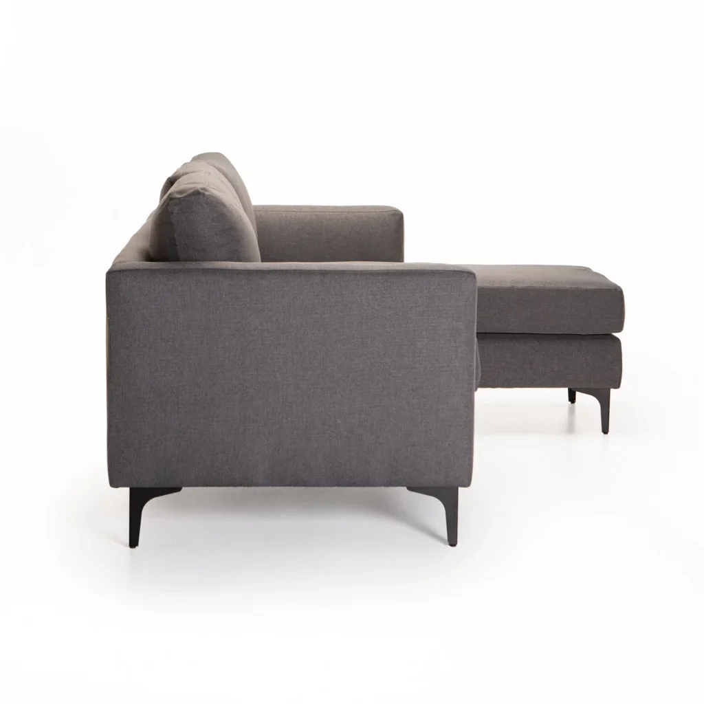 SANTINO FABRIC CORNER CHAISE BLACK LEG - LIGHT GREY