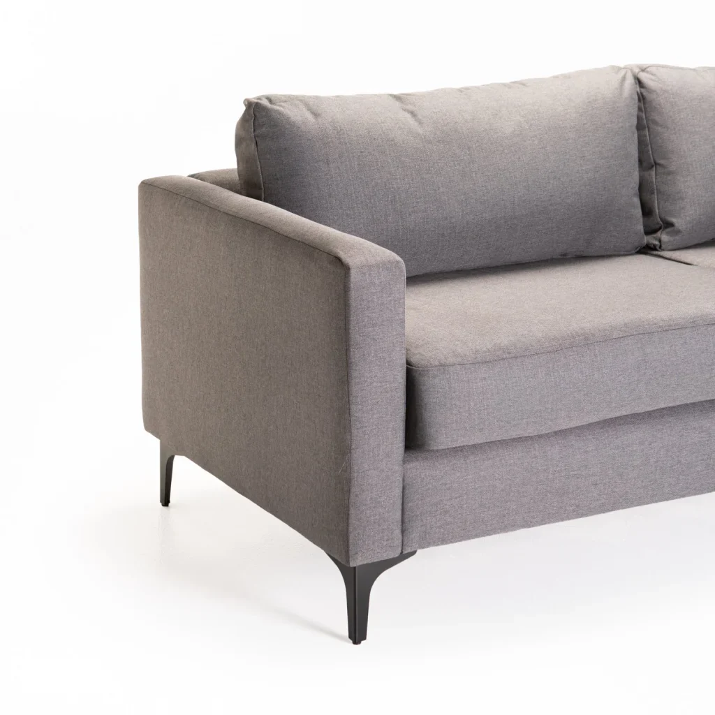 SANTINO FABRIC 3 SEATER COUCH BLACK LEG - DARK GREY