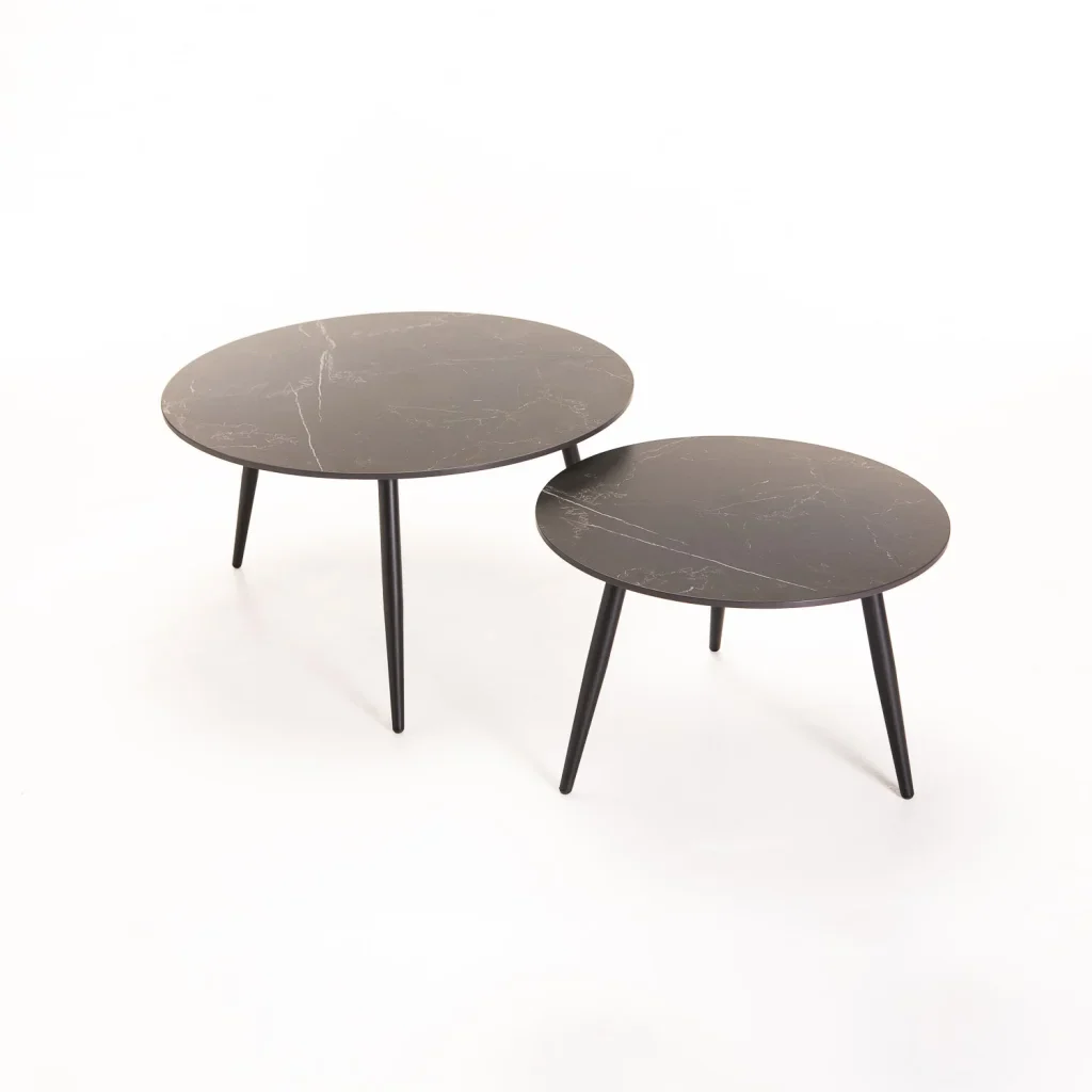 FIA SET OF 2 STONE TOP COFFEE TABLE - BLACK