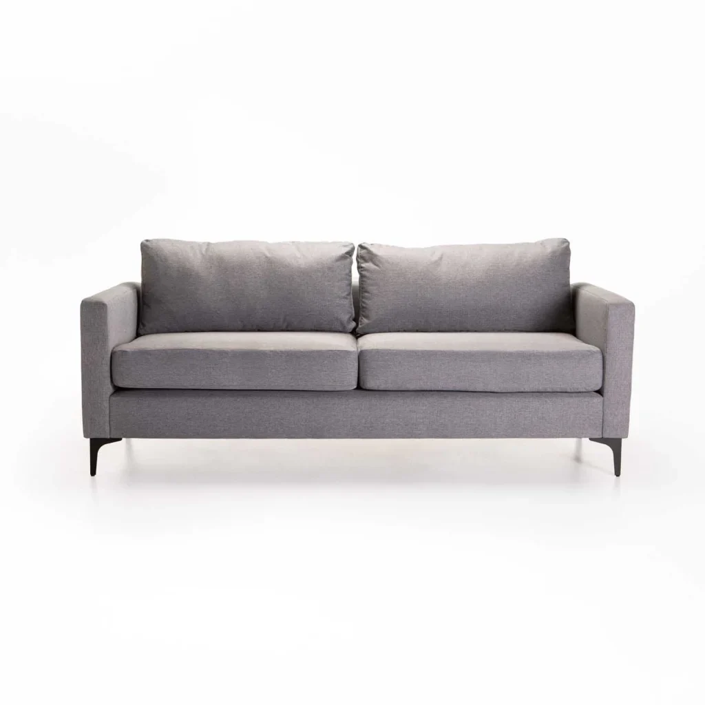 SANTINO FABRIC 3 SEATER COUCH BLACK LEG - LIGHT GREY