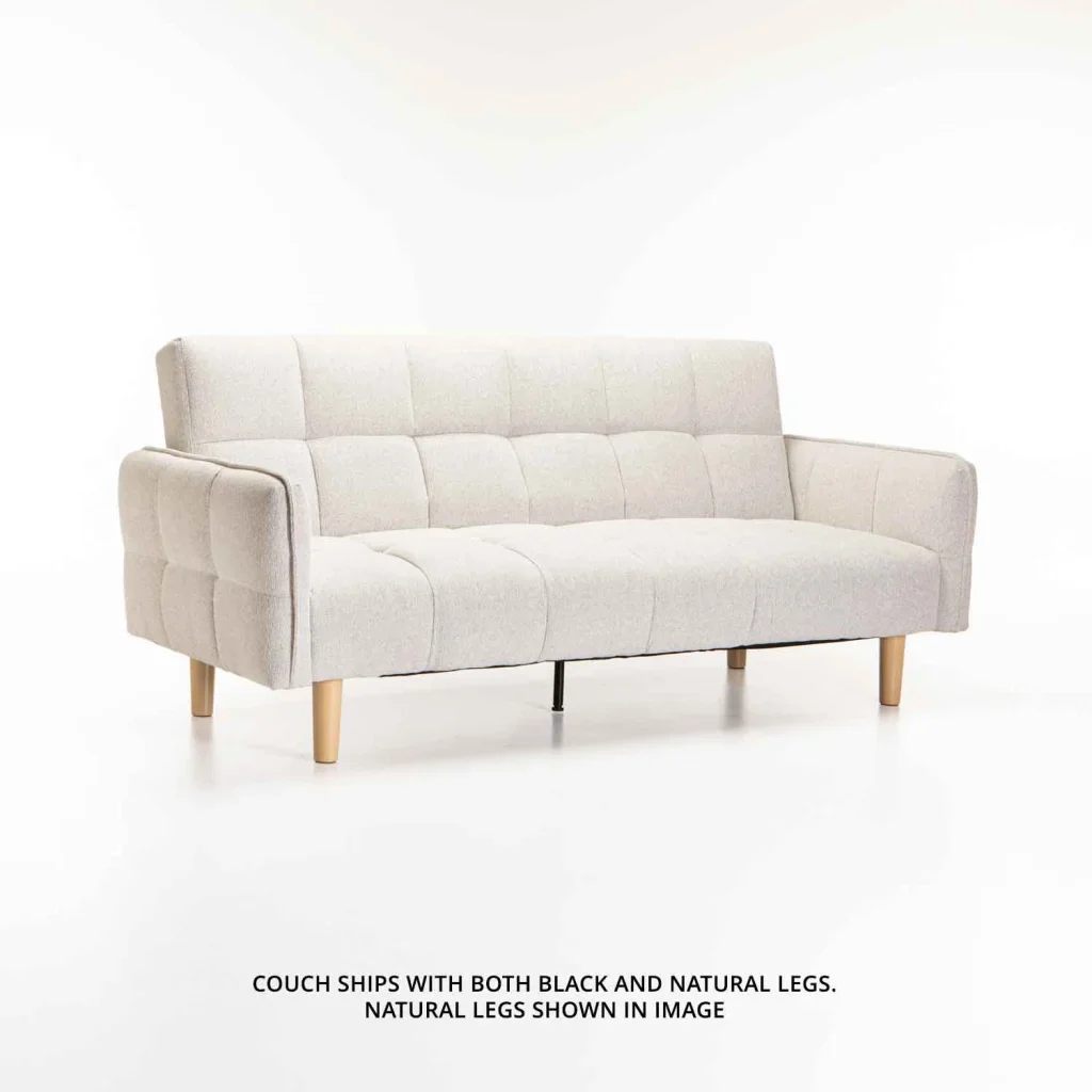 MAZ FABRIC SLEEPER COUCH 2 LEG OPTION - OATMEAL