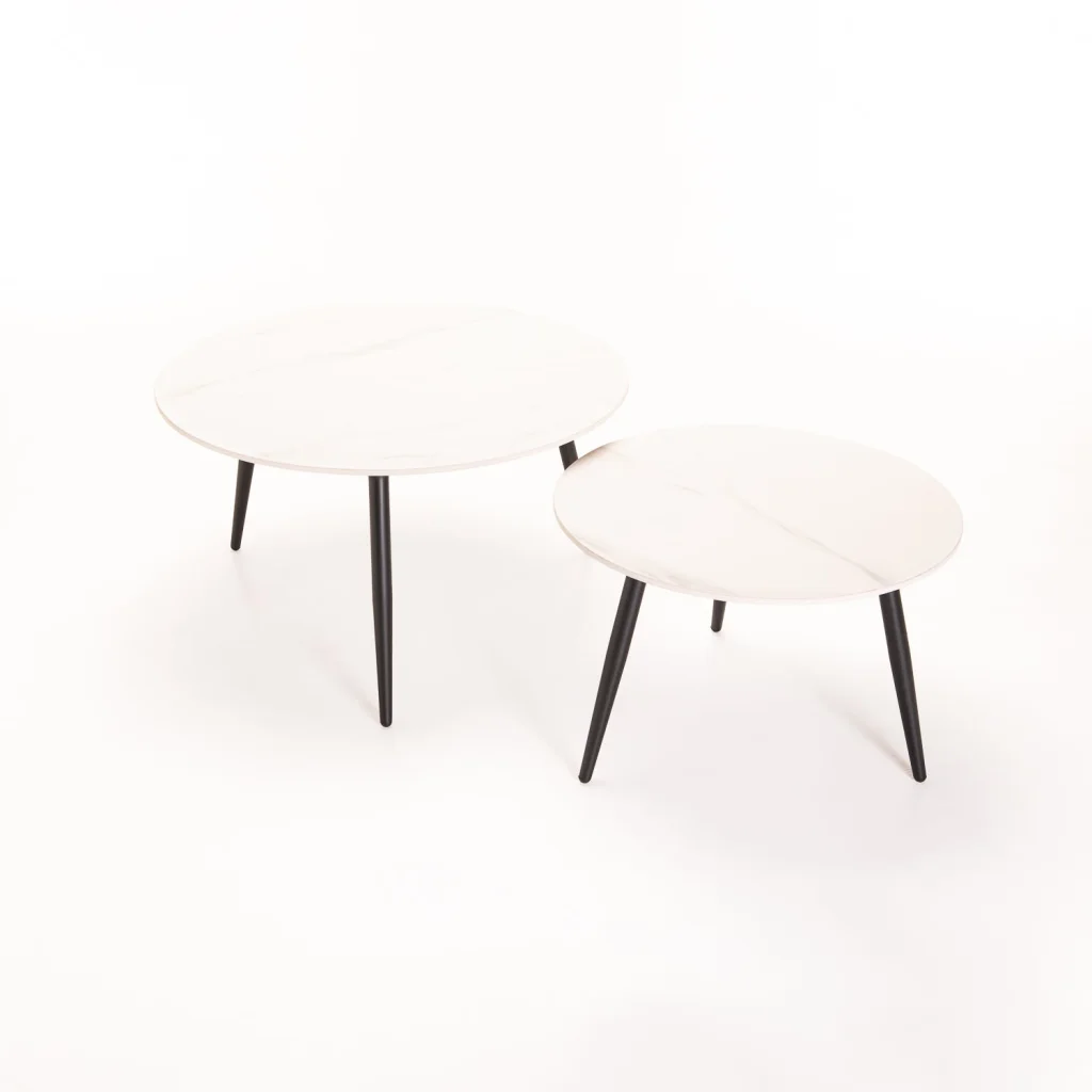 FIA SET OF 2 STONE TOP COFFEE TABLE - WHITE