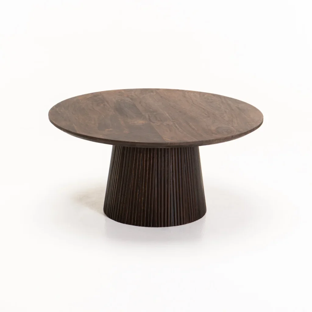 GOA 80cm ROUND SOLID WOOD COFFEE TABLE - DARK BROWN