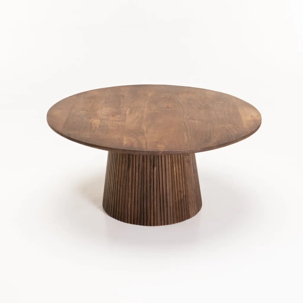 GOA 80cm ROUND SOLID WOOD COFFEE TABLE - LIGHT BROWN