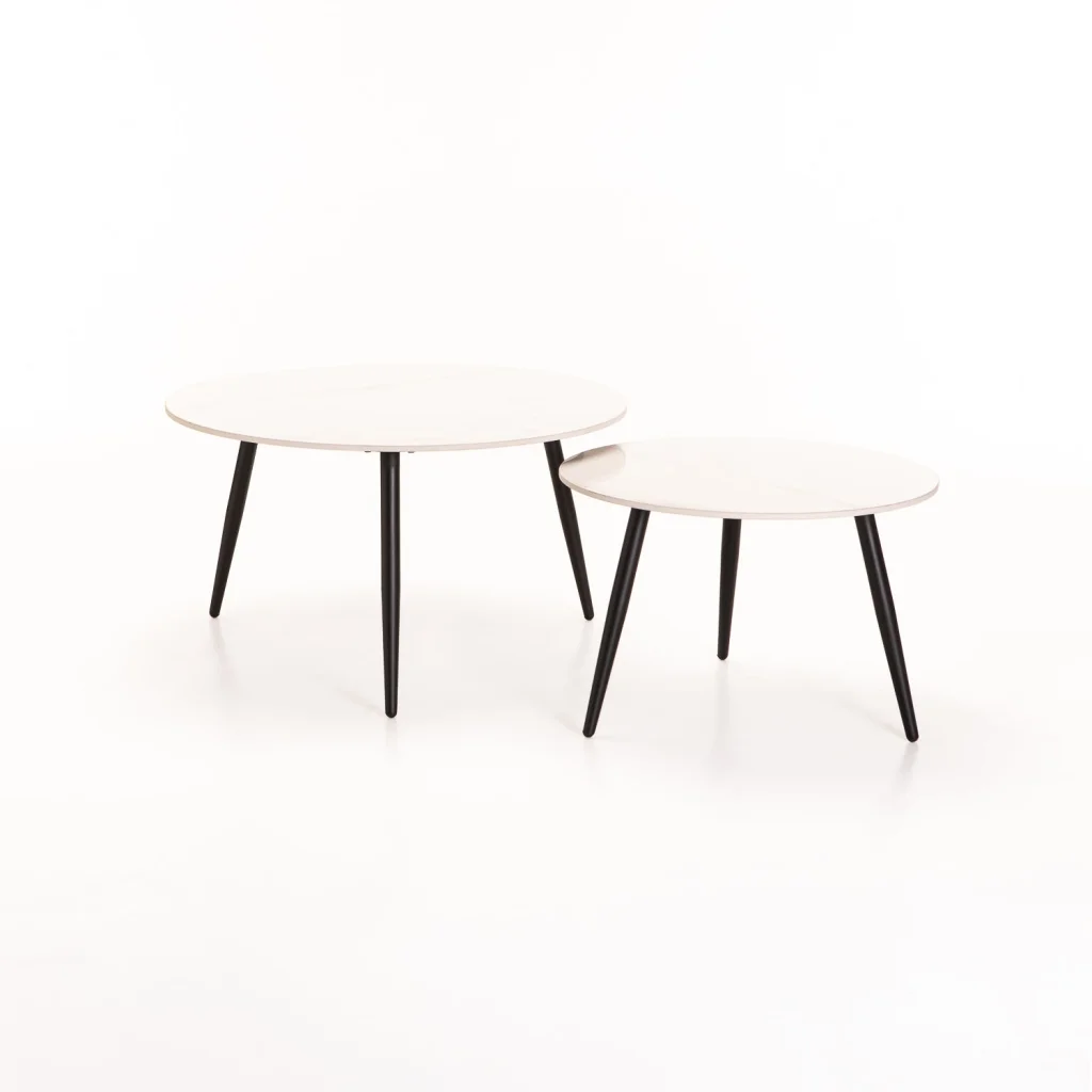 FIA SET OF 2 STONE TOP COFFEE TABLE - WHITE