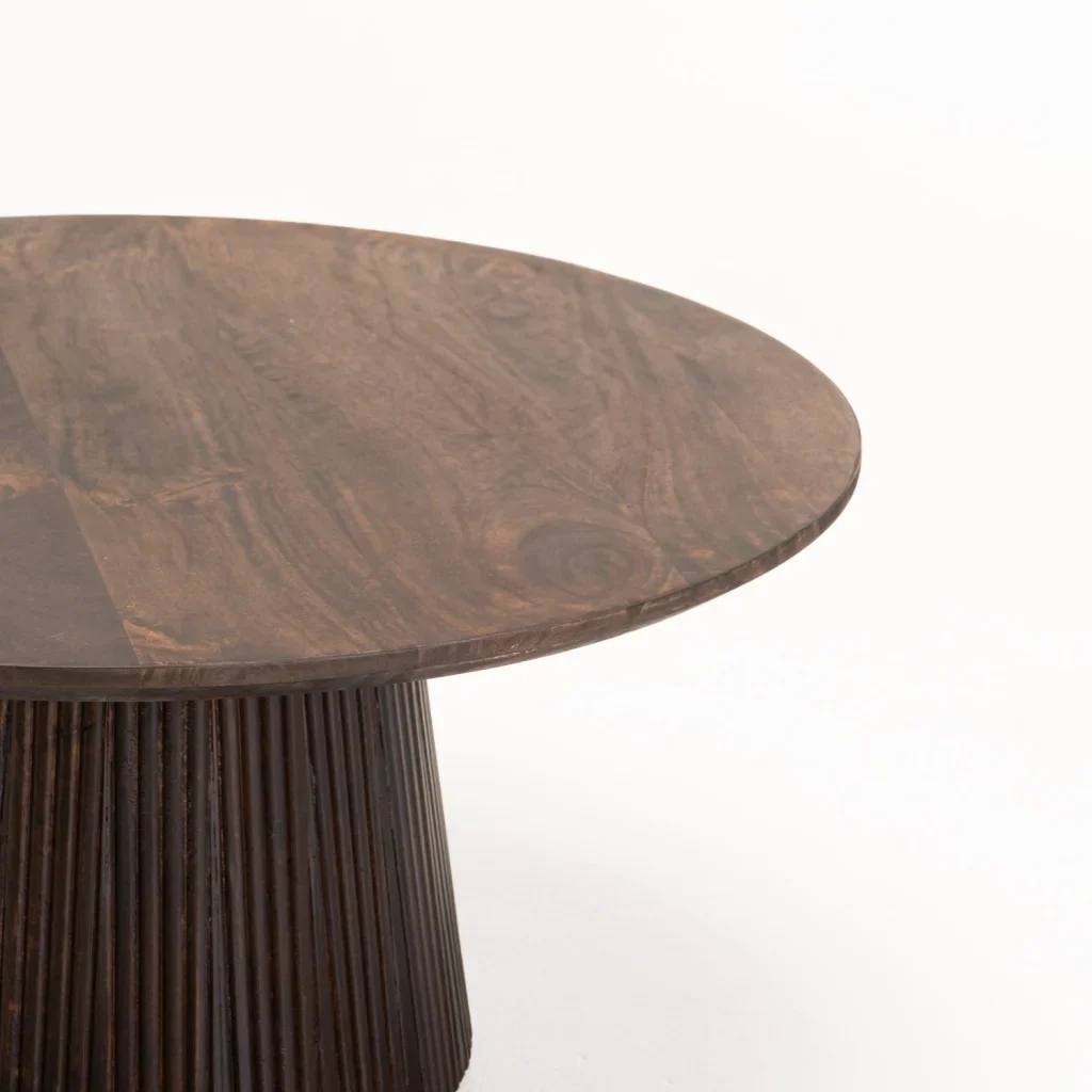 GOA 80cm ROUND SOLID WOOD COFFEE TABLE - DARK BROWN
