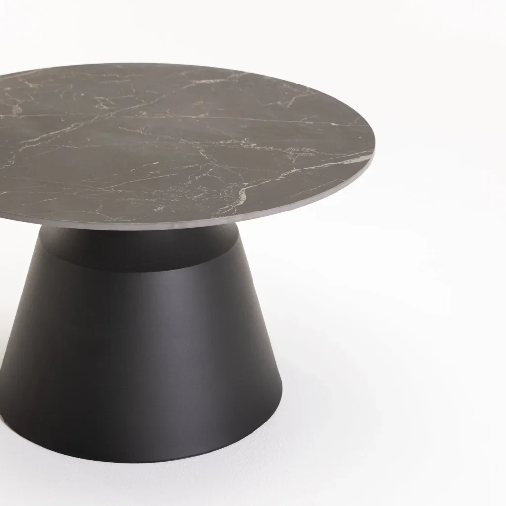 LEA SET OF 2 70/50cm STONE TOP COFFEE TABLE - BLACK