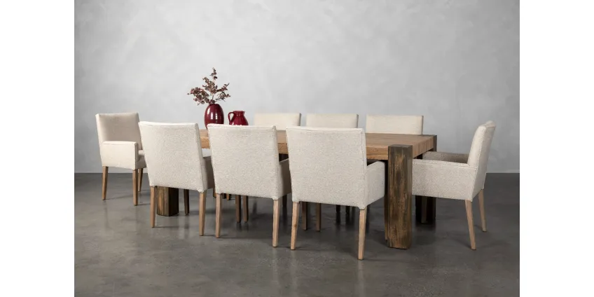 Dunbar Dining Table + 8 Mariposa Dining Arm Chairs
