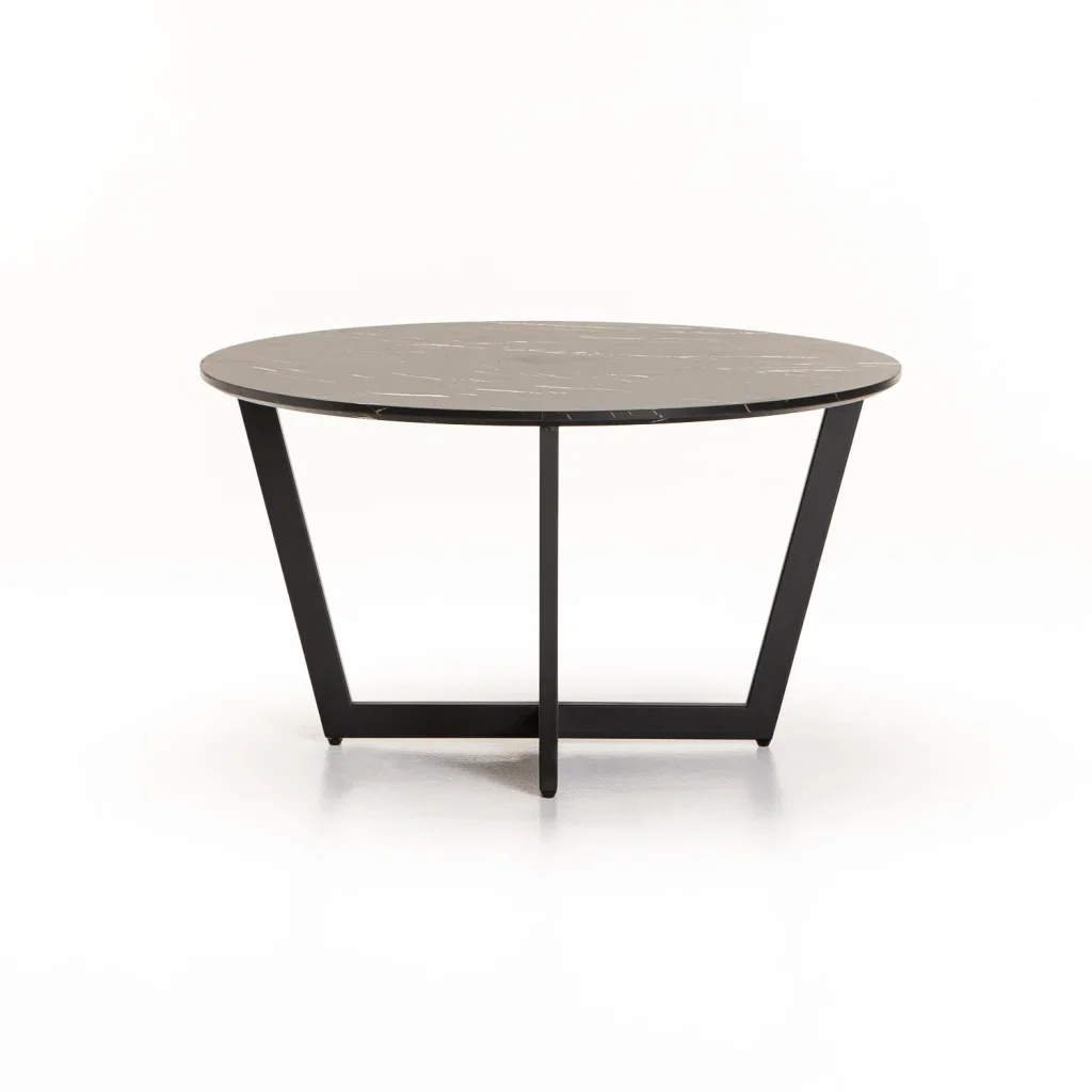 ROSE 80cm ROUND COFFEE TABLE - BLACK MARBLE