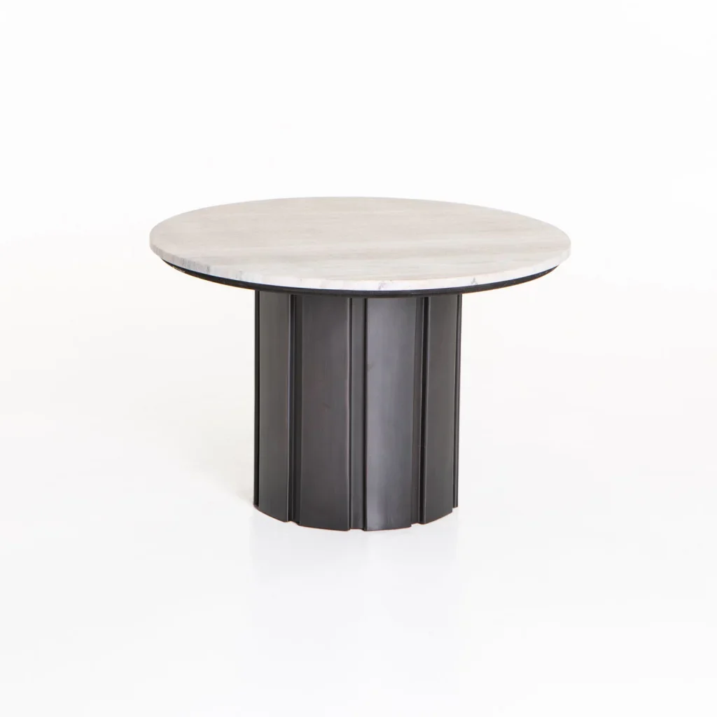 VIN 60cm ROUND STONE TOP COFFEE TABLE 39CM H - BRONZE ANTIQUE