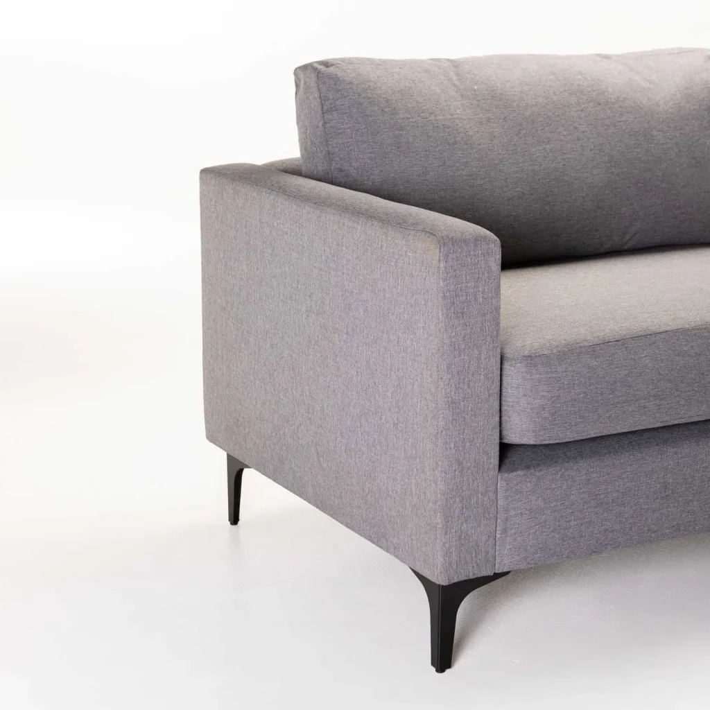 SANTINO FABRIC 3 SEATER COUCH BLACK LEG - LIGHT GREY