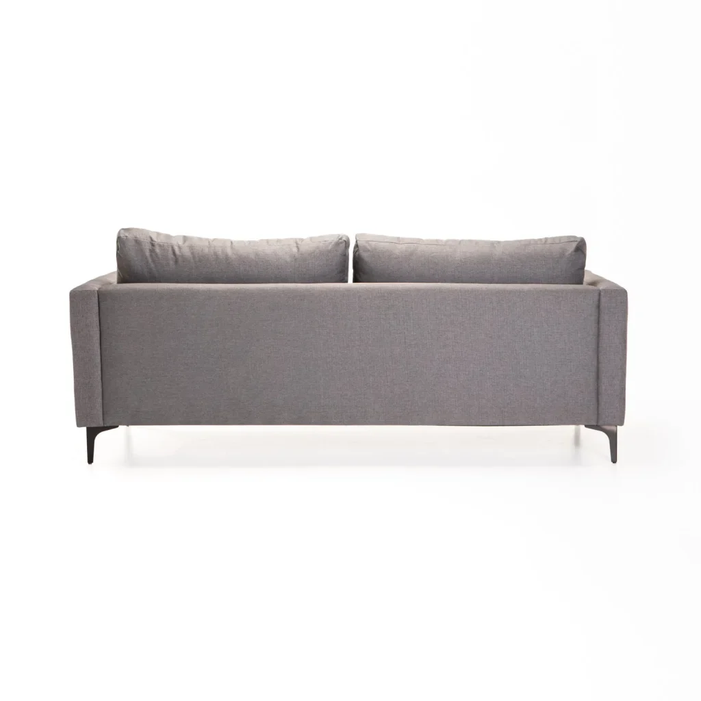 SANTINO FABRIC 3 SEATER COUCH BLACK LEG - DARK GREY