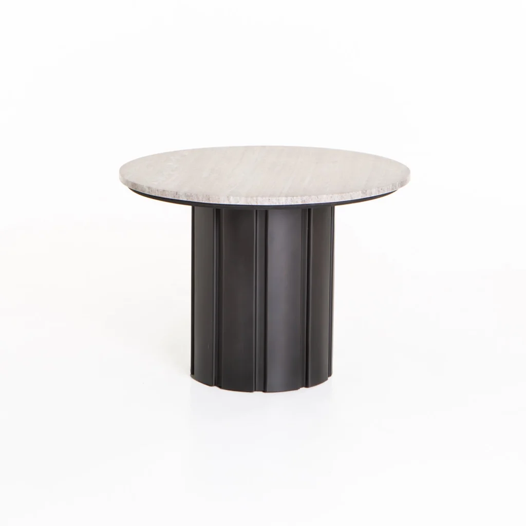 VIN 60cm ROUND STONE TOP COFFEE TABLE 43cm H - BRONZE ANTIQUE