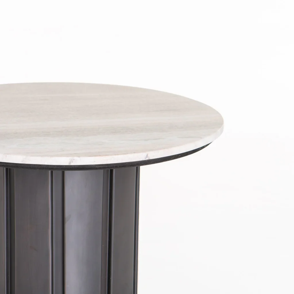 VIN 60cm ROUND STONE TOP COFFEE TABLE 39CM H - BRONZE ANTIQUE